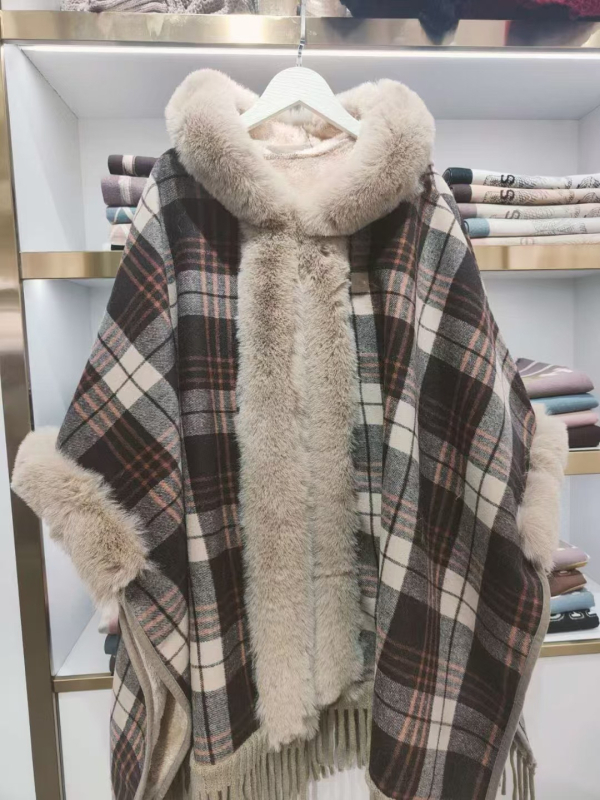 Γυναικείο μάλλινο παλτό με καρό, πολύχρωμο γεωμετρικό μοτίβο σε πλέγμα, για χειμώνα και φθινόπωρο