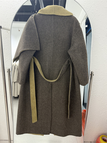 Ženski vuneno-kašmir kaput, dugački ogrtač, debela tkanina, uzorak šala, gradski elegantan stil