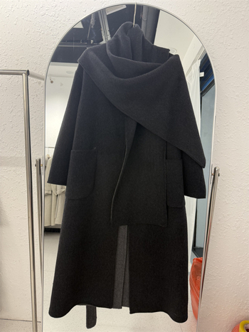 Ženski vuneno-kašmir kaput, dugački ogrtač, debela tkanina, uzorak šala, gradski elegantan stil