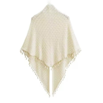 Ženski šal s prozračnim uzorkom – retro etno stil, trokutasti šal, umjetni kašmir