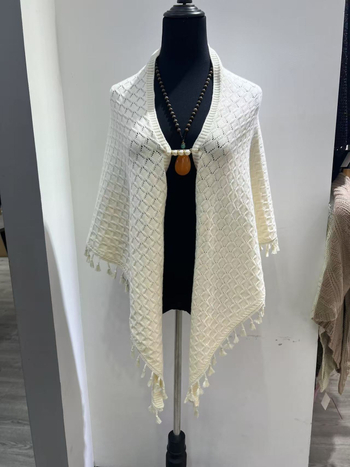 Ženski šal s prozračnim uzorkom – retro etno stil, trokutasti šal, umjetni kašmir