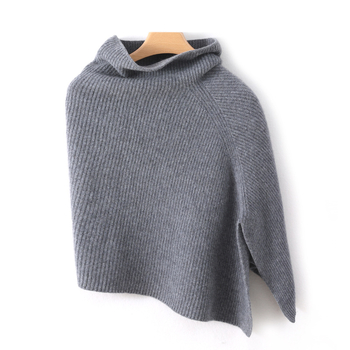 Шал с качулка от чиста вълна, 100% вълна, warp плетиво, едноцветен, запазва топлината