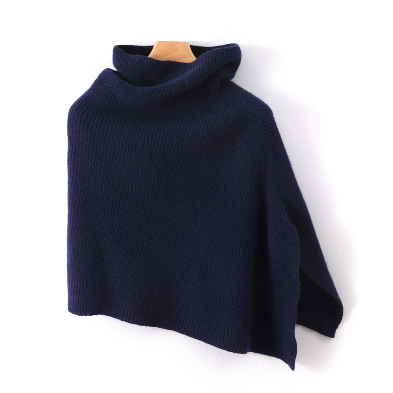 Шал с качулка от чиста вълна, 100% вълна, warp плетиво, едноцветен, запазва топлината