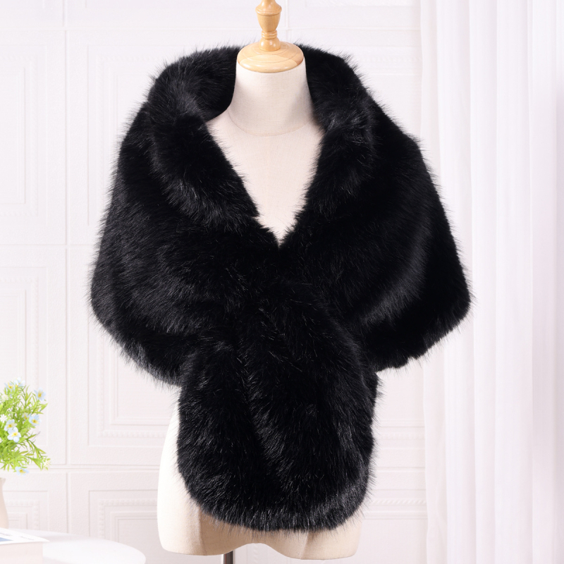 Šal s umjetnom lisicom krznom – poliester, europsko-američki street stil, warp knitting, vratni lažni ovratnik, topao