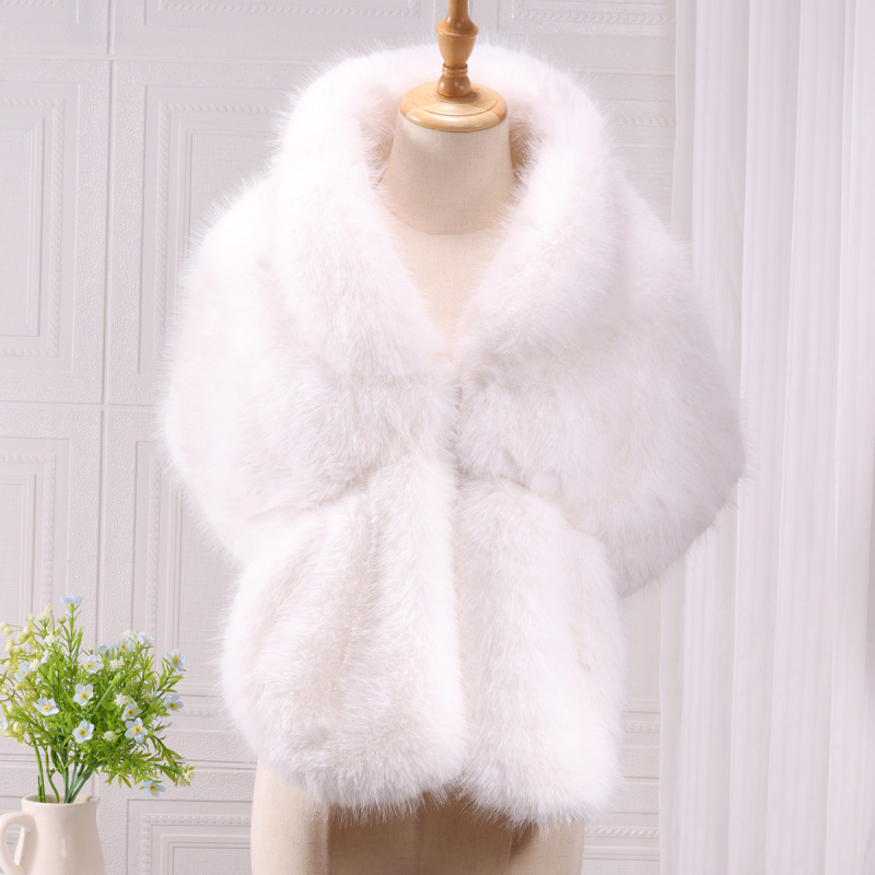 Šal s umjetnom lisicom krznom – poliester, europsko-američki street stil, warp knitting, vratni lažni ovratnik, topao