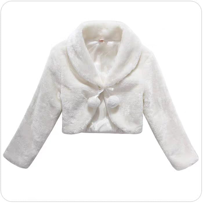 Vjenčani kaput od umjetnog krzna za nevestu i družice s dugim rukavima — umjetno krzno, jesen-zima sezona, stil fashion OL, ravno tkanje, dekorativno