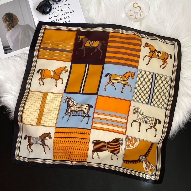 Kockasti šal od šifona, 70×70 cm, 100% poliester, obična tkanina, ljeto, etno azijski stil, umjetnički vintage