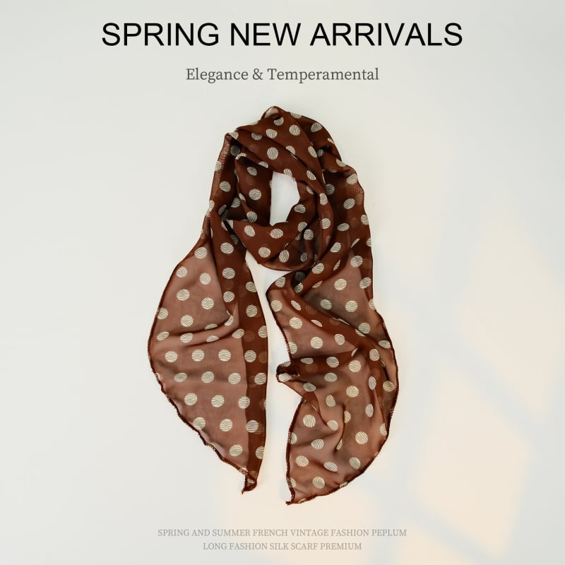 Полиестерен шал с точки, 100% полиестер, пролет 2025, плоско тъкане, принт