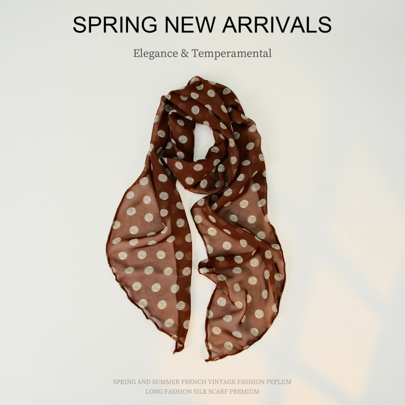 Полиестерен шал с точки, 100% полиестер, пролет 2025, плоско тъкане, принт