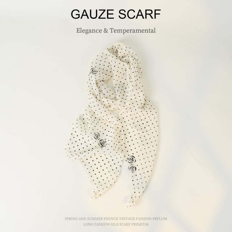 Полиестерен шал с точки, 100% полиестер, пролет 2025, плоско тъкане, принт