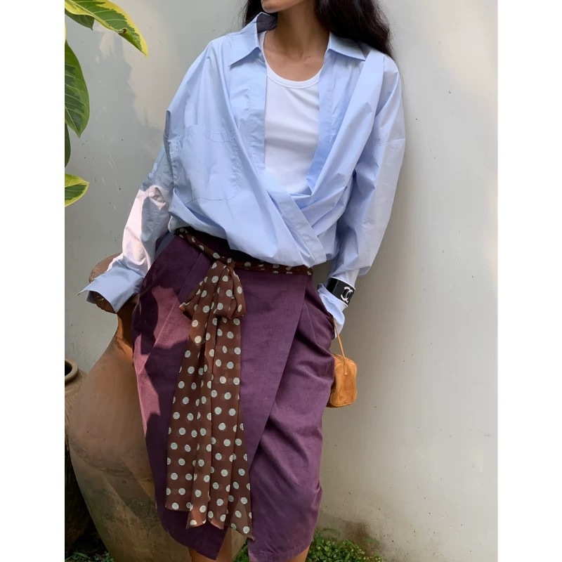 Ženski dugi šal s točkicama, francuskog stila, poliester, produženi oblik, osvježavajući i sladak stil, proljeće 2025