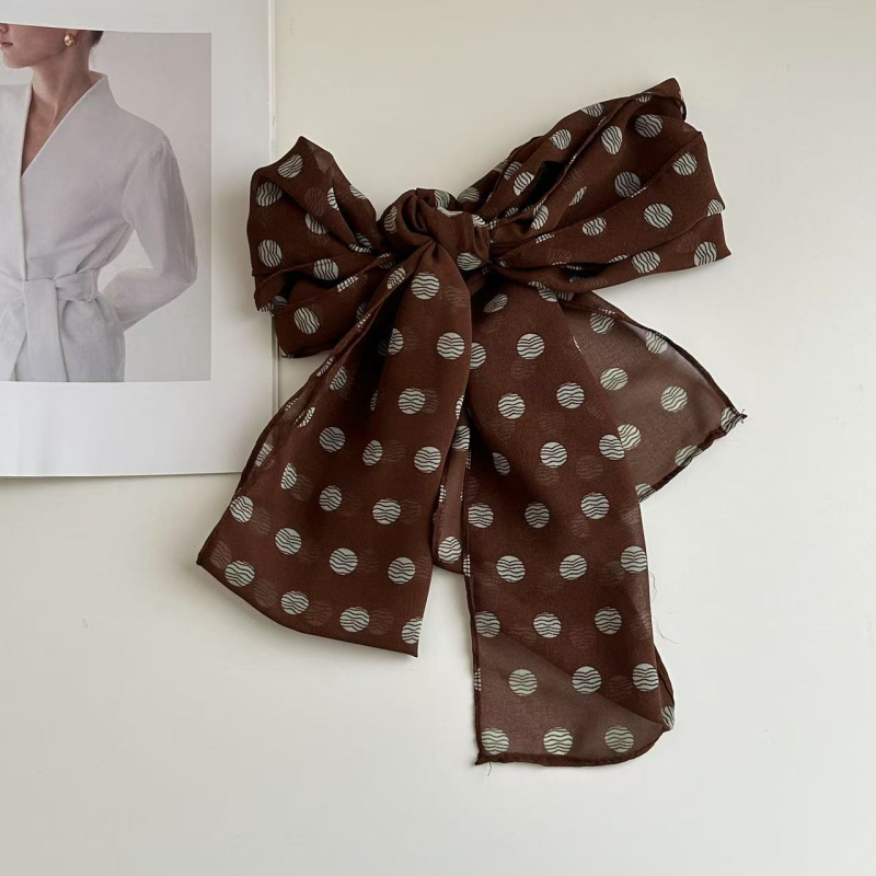 Ženski dugi šal s točkicama, francuskog stila, poliester, produženi oblik, osvježavajući i sladak stil, proljeće 2025