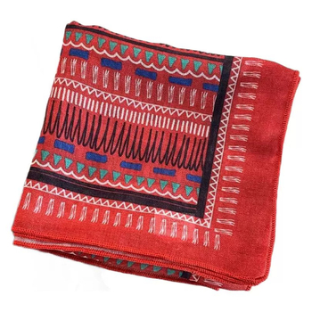 Kvadratni šal od pamuka i lana s retro printom cvijeta kesu, prozračan i topao, warp tkanje