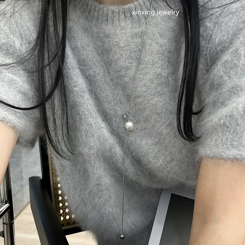 Mesterséges kristályból készült nyaklánc, elektroplatírozott bevonat, állítható hosszúság, téli 2024 szezonban, nőknek