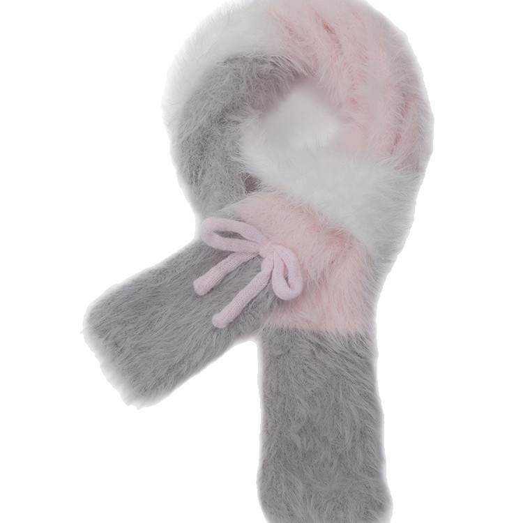 Koreai stílusú puha kötött sál masnival, poliészter alapanyag, warp-knitting technika, őszi 2025 kiadás, származás Jinhua