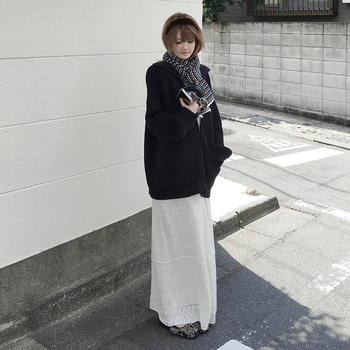 Женски плетен шал в Mushroom-стил, есенно-зимен, ретро литературен дизайн, полиестер, печат