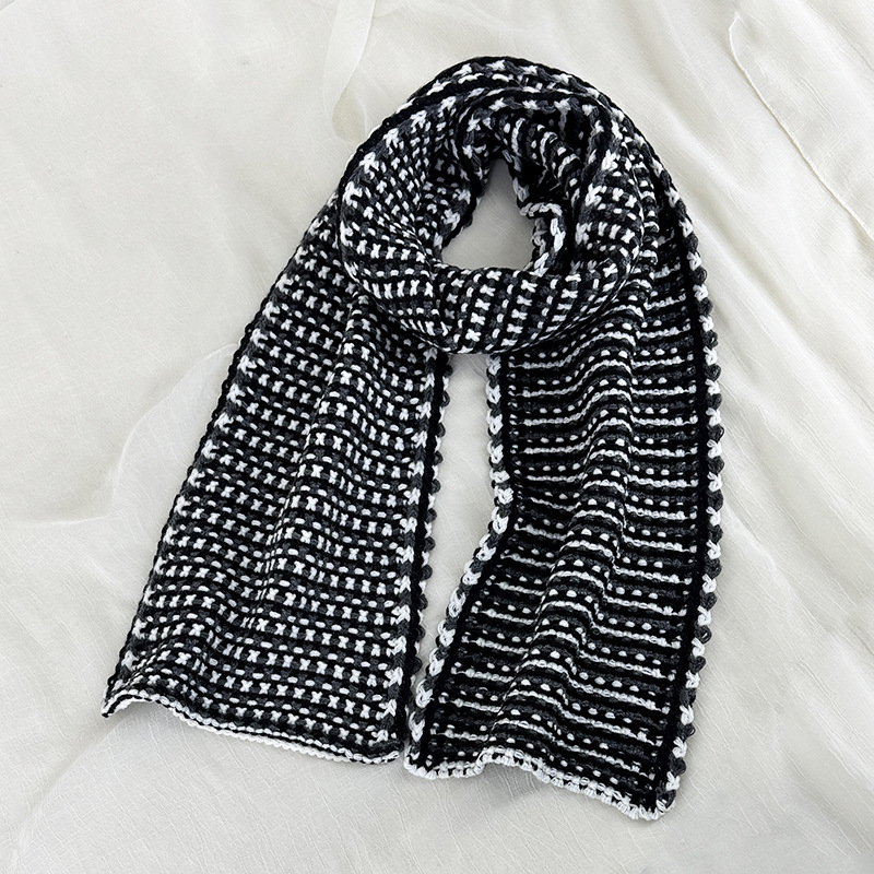 Женски плетен шал в Mushroom-стил, есенно-зимен, ретро литературен дизайн, полиестер, печат