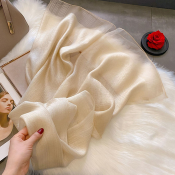 Дамски шал за лято, полиестер, платнено тъкане, двуслоен с пискюли, свеж и сладък стил