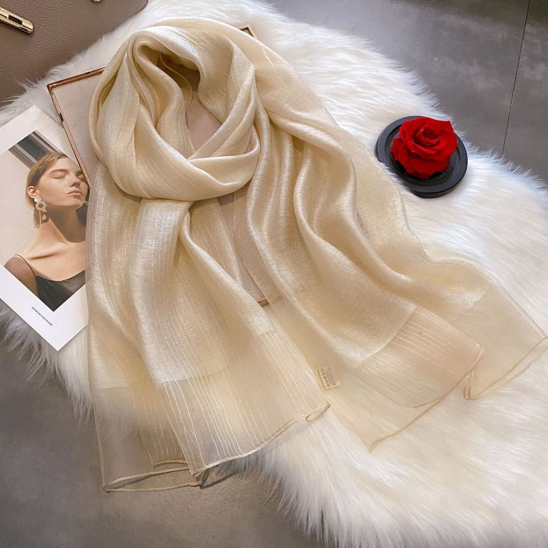 Дамски шал за лято, полиестер, платнено тъкане, двуслоен с пискюли, свеж и сладък стил