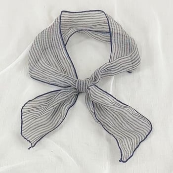 Ленен женски шал с тънки райета, дишащ, литературно-ретро стил, права тъкан, есен 2024