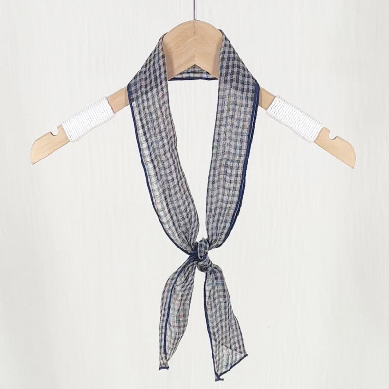 Ленен женски шал с тънки райета, дишащ, литературно-ретро стил, права тъкан, есен 2024