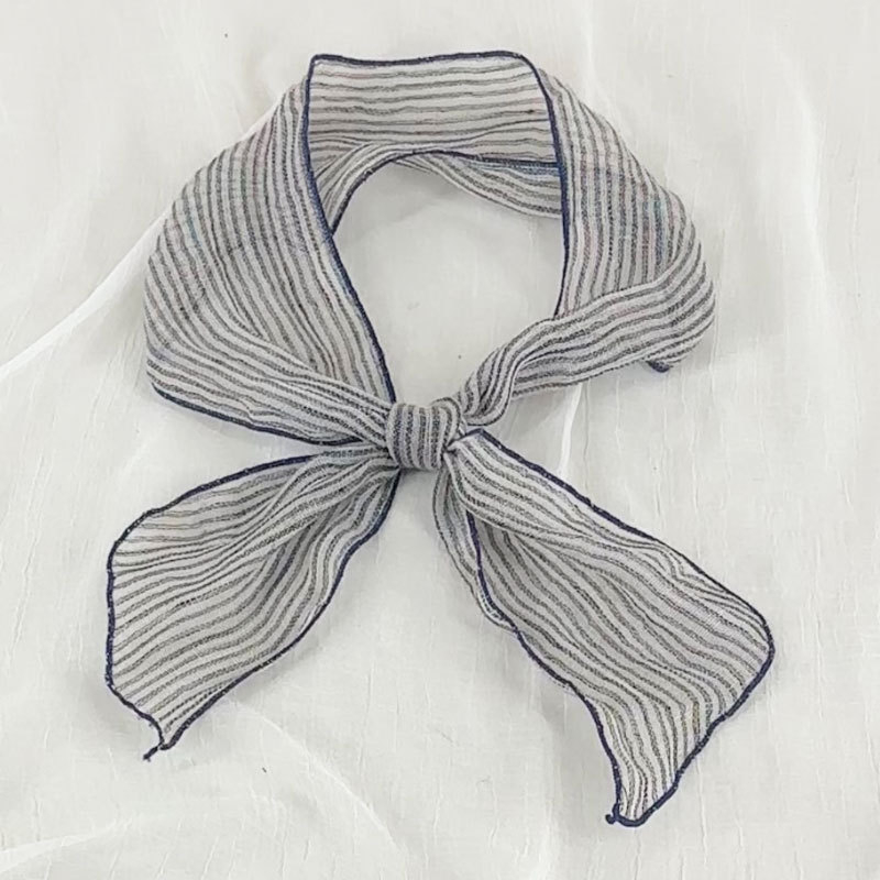 Ленен женски шал с тънки райета, дишащ, литературно-ретро стил, права тъкан, есен 2024