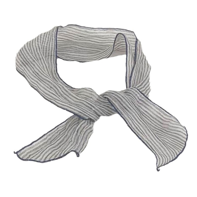 Ленен женски шал с тънки райета, дишащ, литературно-ретро стил, права тъкан, есен 2024