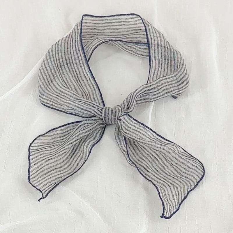 Ленен женски шал с тънки райета, дишащ, литературно-ретро стил, права тъкан, есен 2024
