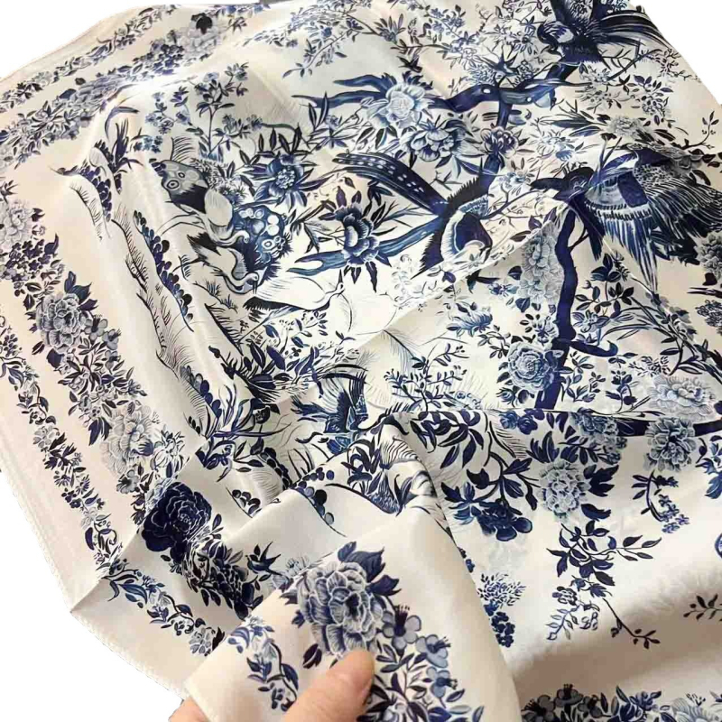 Xian Mu svileni četvrtasti šal, satensko tkanje, 100% svila, podrijetlo Hangzhou, jesenska kolekcija