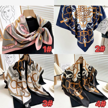 Retro lančasti kvadratni šal – twill materijal, imitacija svile, jesen, svestran ženski šal