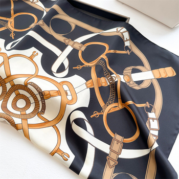Retro lančasti kvadratni šal – twill materijal, imitacija svile, jesen, svestran ženski šal
