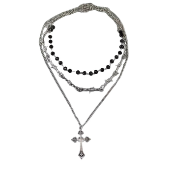 Colier cu pandant geometric, din aliaj, lanț regulat, stratificat, stil dulce și cool, lansare toamnă 2025