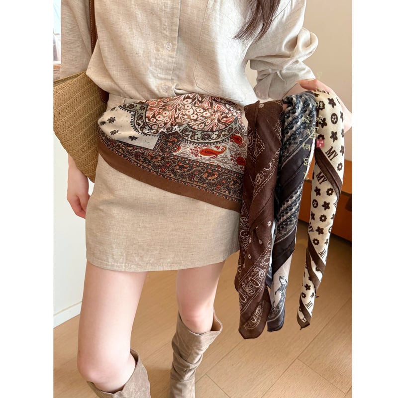 Шифонен шал-колан за талия, квадратен дизайн, ретро декоративен пояс, полиестер Twill, съдържание 31–50%, пролет 2025, произход Джинхуа