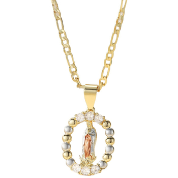Diamantokkal díszített réz aranyozott medálos nyaklánc – Szűz Mária medállal, uniszex, 2025 ősz