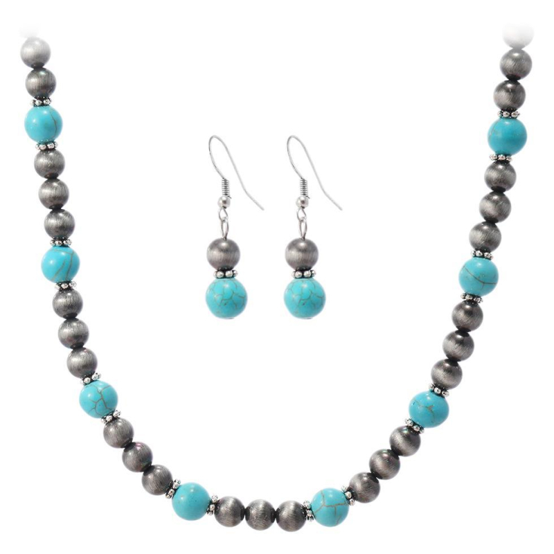 Set colier și cercei, stil geometric, aliaj, lungime 41-50 cm, greutate 30 g