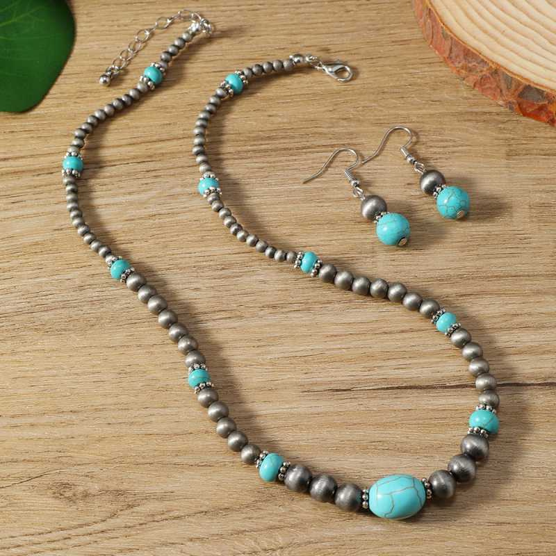 Set colier și cercei, stil geometric, aliaj, lungime 41-50 cm, greutate 30 g