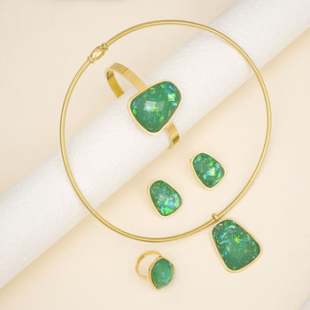 Set de bijuterii din oțel inoxidabil cu pandant din titan, lanț șarpe, placare electrolitică — cercei, colier și brățară