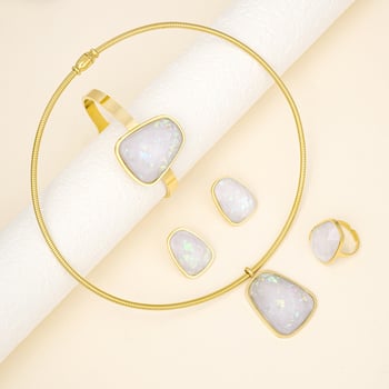 Set de bijuterii din oțel inoxidabil cu pandant din titan, lanț șarpe, placare electrolitică — cercei, colier și brățară