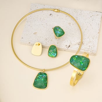 Set de bijuterii din oțel inoxidabil cu pandant din titan, lanț șarpe, placare electrolitică — cercei, colier și brățară