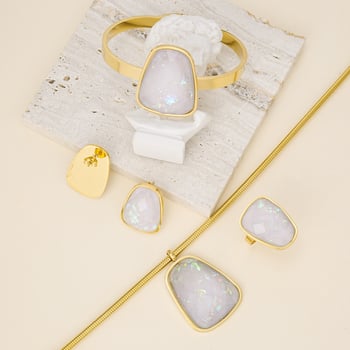 Set de bijuterii din oțel inoxidabil cu pandant din titan, lanț șarpe, placare electrolitică — cercei, colier și brățară