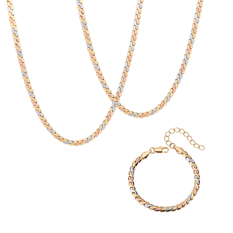 Set colier și brățară cu lanț încrucișat, cupru placat cu aur, acoperire cu diamant, stil vintage Instagram