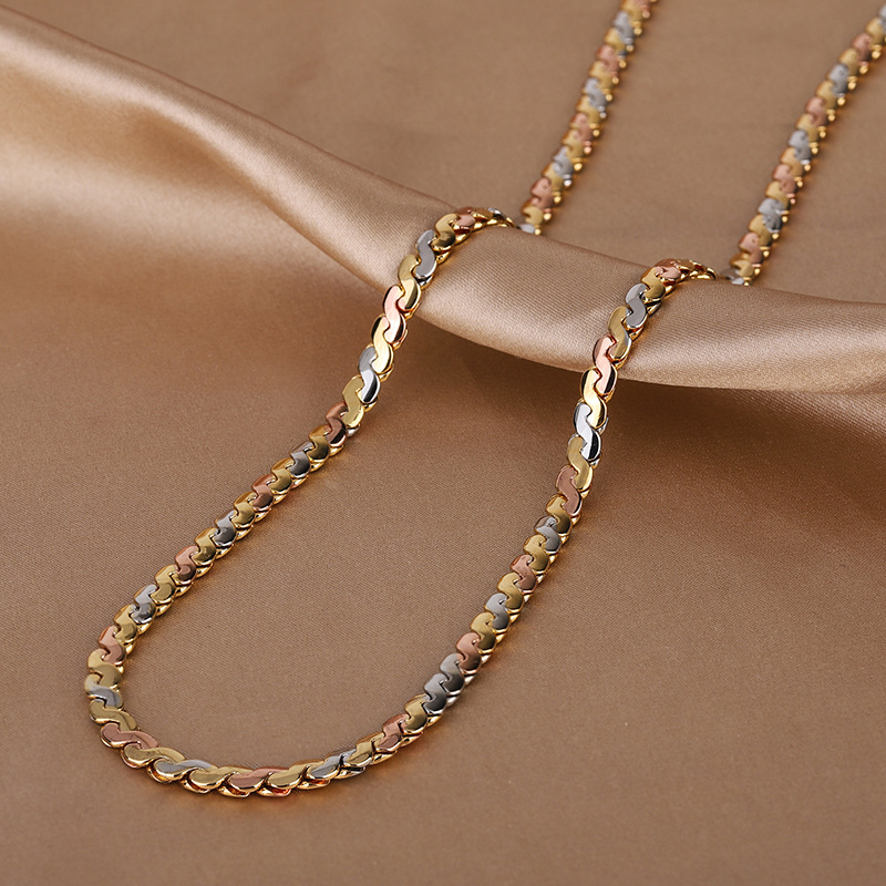 Set colier și brățară cu lanț încrucișat, cupru placat cu aur, acoperire cu diamant, stil vintage Instagram