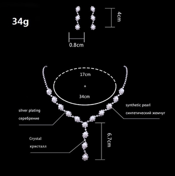 Set de bijuterii de mireasă cu perle: colier, cercei, brățară • Material: Perlă • Set de bijuterii