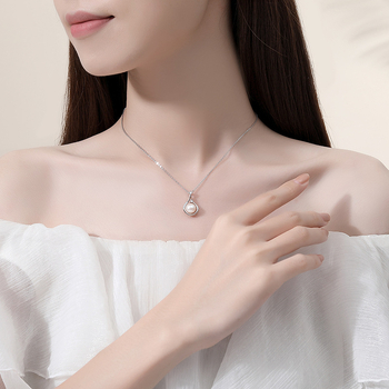 Chuangyue Set colier și cercei din argint pentru femei – lanț O, pandant din argint 925, electroplacare