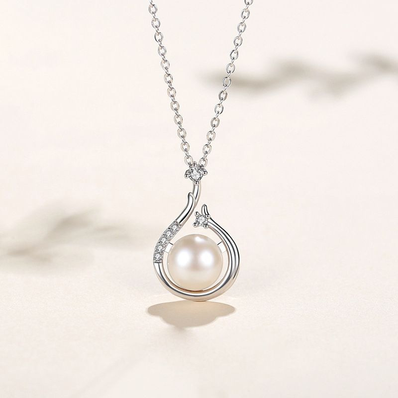 Chuangyue Set colier și cercei din argint pentru femei – lanț O, pandant din argint 925, electroplacare