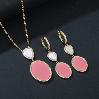 Set de bijuterii: cercei și colier, argint 925, material pandantiv: argint 925, stil proaspăt și dulce, pentru femei