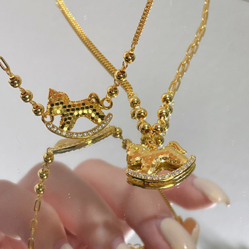 Set ogrlice i narukvice od 925 srebra, pozlata, motiv životinjskog zodijaka, kineski stil