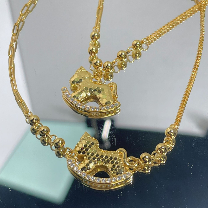 Set ogrlice i narukvice od 925 srebra, pozlata, motiv životinjskog zodijaka, kineski stil