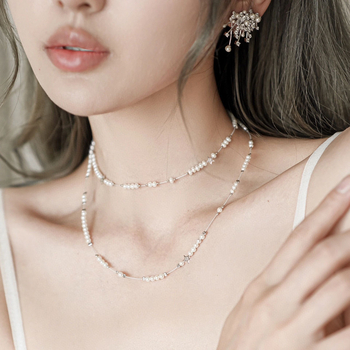 Set colier din argint 925, cu perle încrustate, multistrat, lanț O, motiv constelație, pentru femei