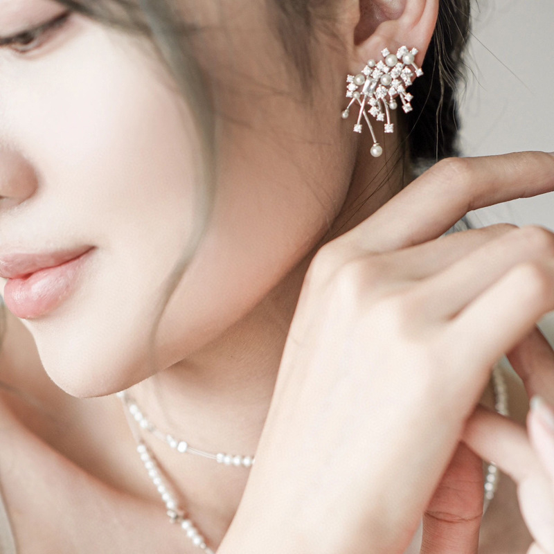 Set colier din argint 925, cu perle încrustate, multistrat, lanț O, motiv constelație, pentru femei